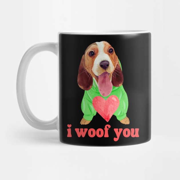 I Woof You Cute Beagle Dog With Heart Valentines Day by Illustradise